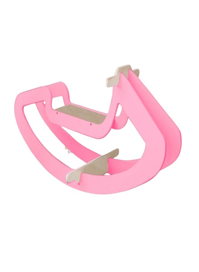 Keebori DIY Wooden Rocking Horse for Kids, Wooden Rocking Chair, Rocking Toys for Babies, Children's Playground Toy, Suitable for Age Under 12 Years (Pink) - Image 1